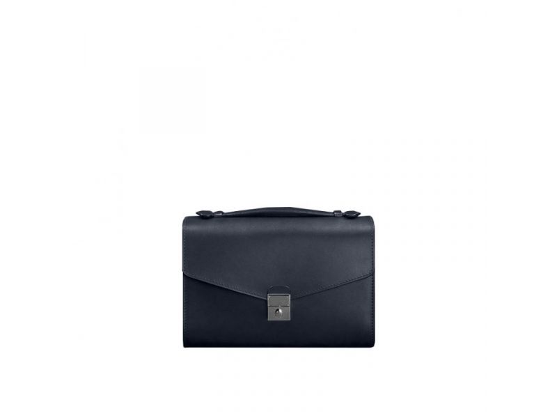 Женская кожаная сумка-кроссбоди Lola темно-синяя, фото 9