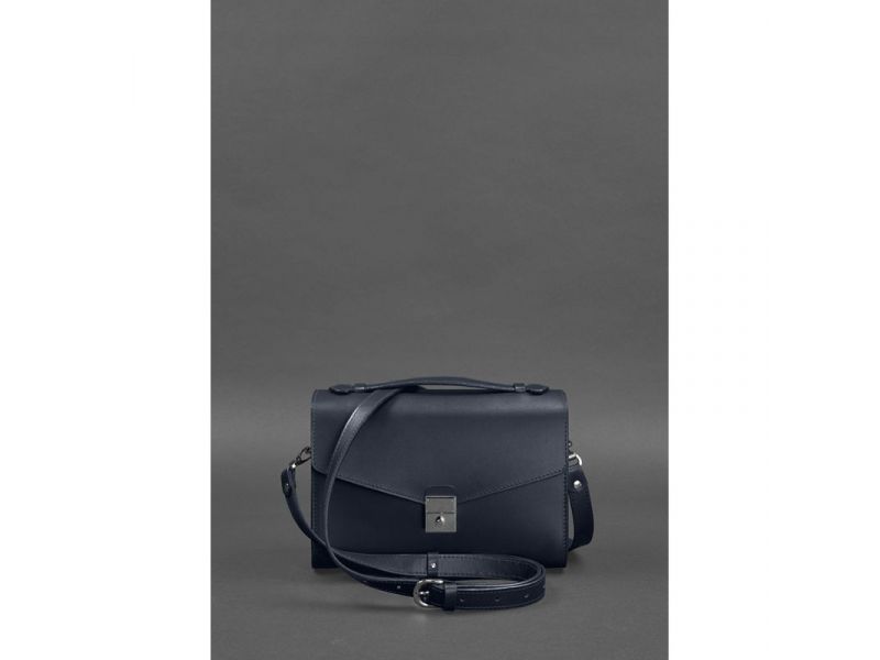 Женская кожаная сумка-кроссбоди Lola темно-синяя, фото 4