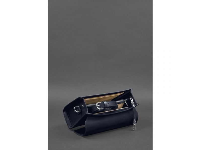 Женская кожаная сумка-кроссбоди Lola темно-синяя, фото 5