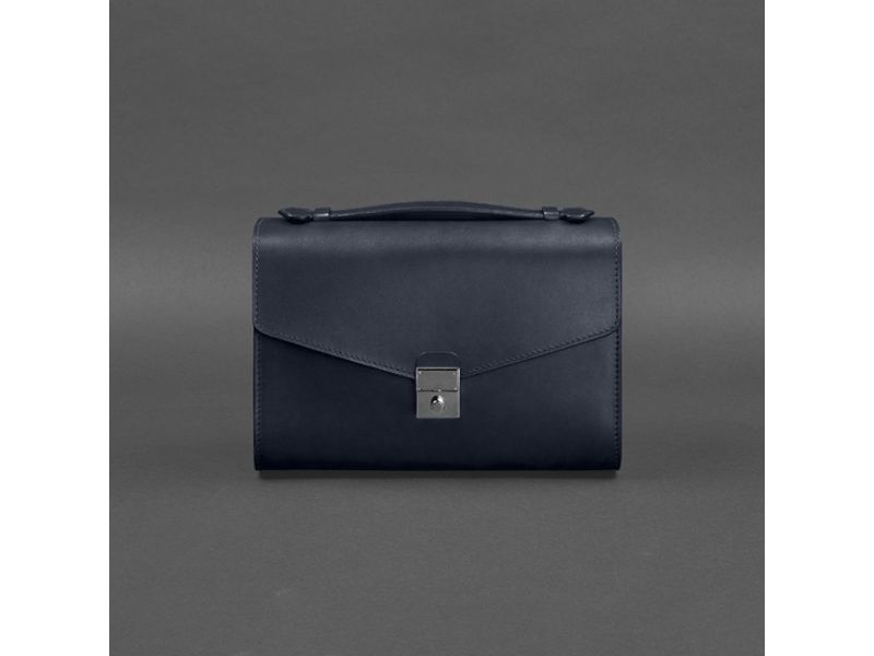 Женская кожаная сумка-кроссбоди Lola темно-синяя, фото 8