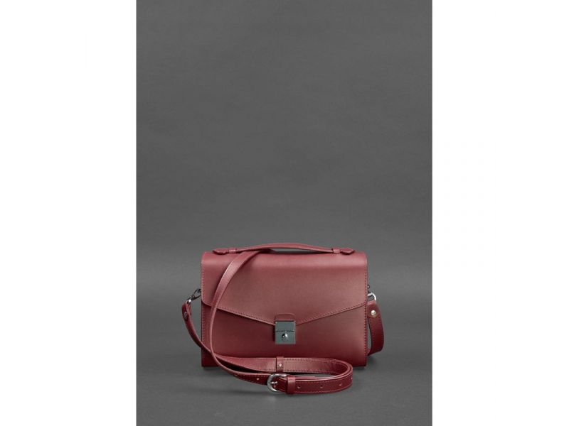 Женская кожаная сумка-кроссбоди Lola бордовая, фото 4