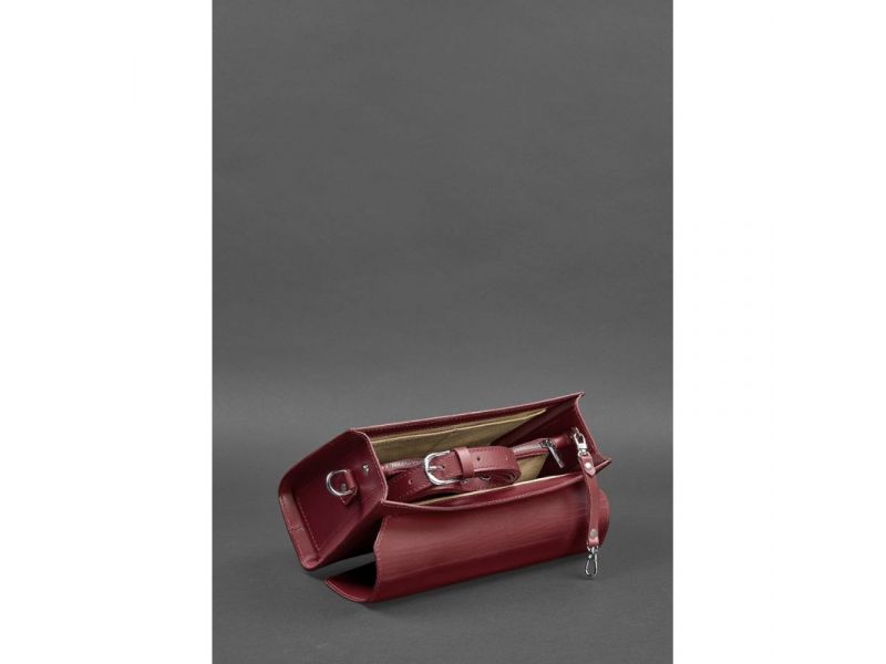 Женская кожаная сумка-кроссбоди Lola бордовая, фото 5