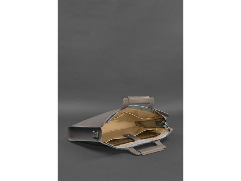 Женская кожаная сумка для ноутбука и документов темно-бежевая, фото 5