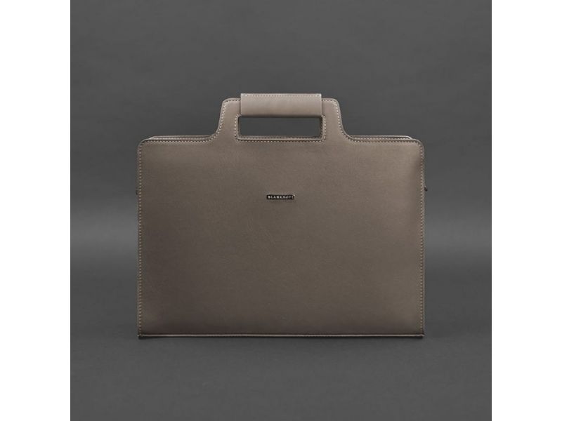 Женская кожаная сумка для ноутбука и документов темно-бежевая, фото 9