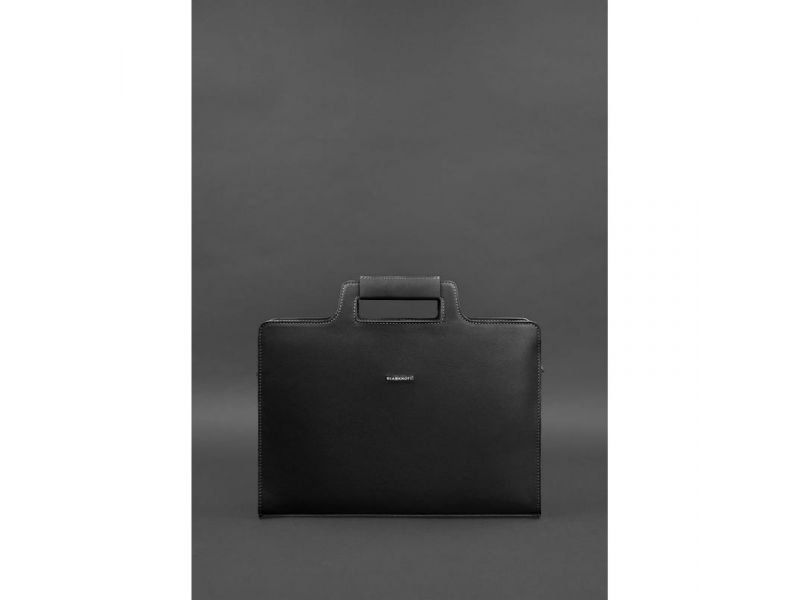 Кожаная сумка для ноутбука и документов черная Краст, фото 2