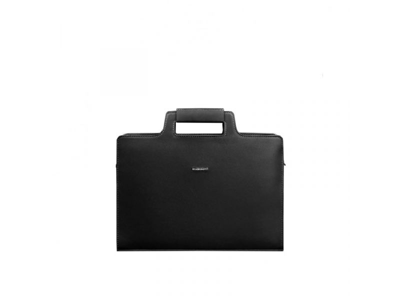Кожаная сумка для ноутбука и документов черная Краст, фото 10