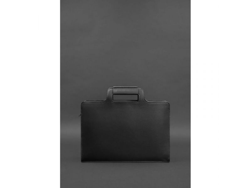 Кожаная сумка для ноутбука и документов черная Краст, фото 3