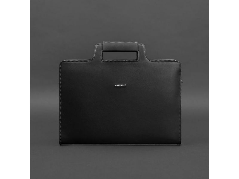 Кожаная сумка для ноутбука и документов черная Краст, фото 9