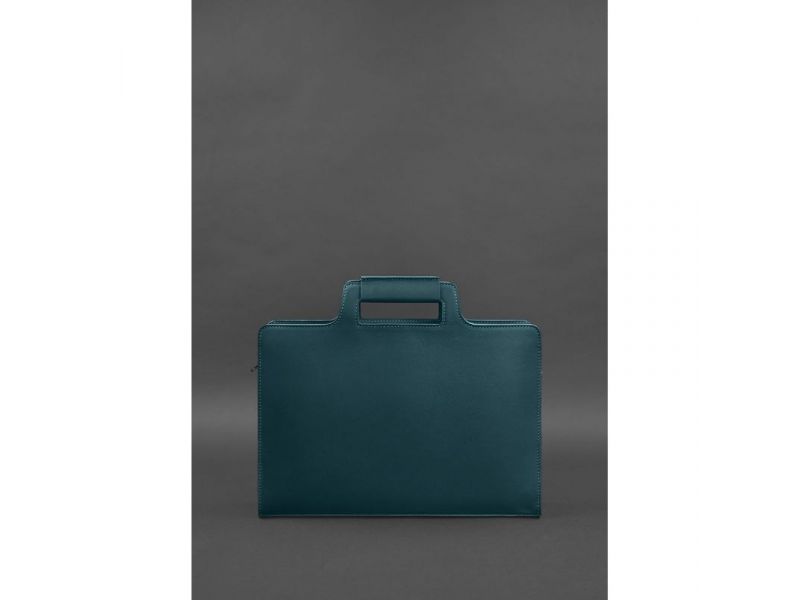 Женская кожаная сумка для ноутбука и документов зеленая, фото 3