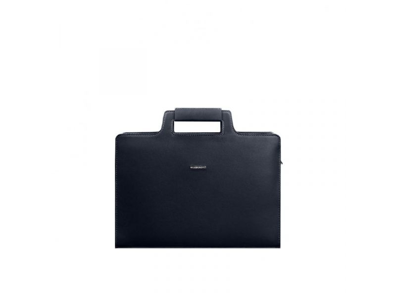 Кожаная сумка для ноутбука и документов темно-синяя Краст, фото 10