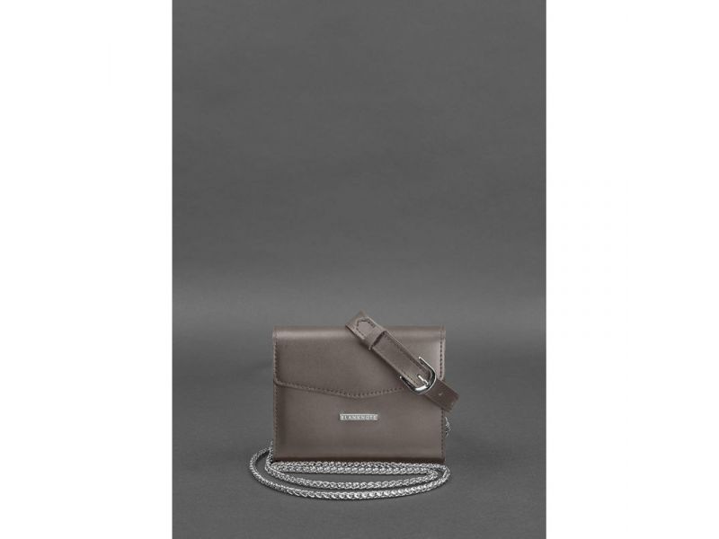 Женская кожаная сумка поясная/кроссбоди Mini темно-бежевая, фото 3