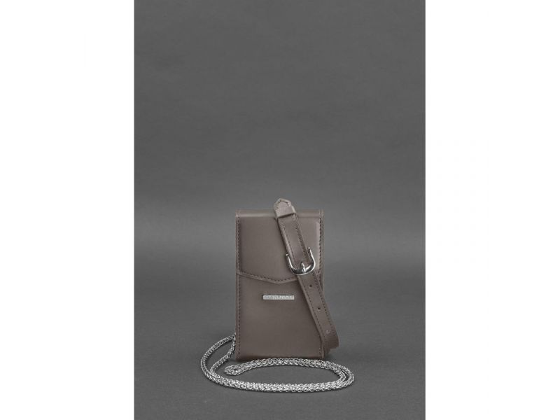 Вертикальная женская кожаная сумка Mini темно-бежевая поясная/кроссбоди, фото 3