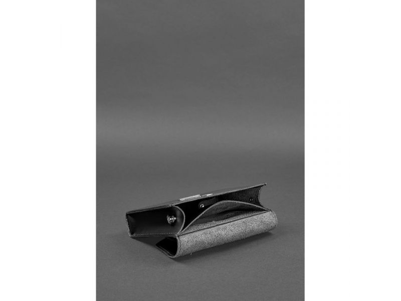 Женская кожаная сумка поясная/кроссбоди Mini черная, фото 5