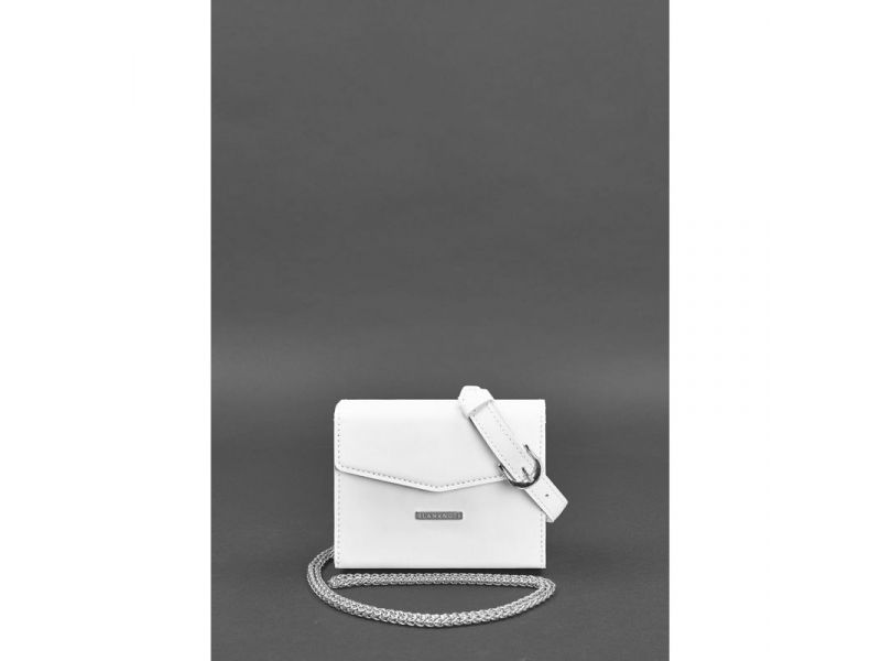 Женская кожаная сумка поясная/кроссбоди Mini белая, фото 3