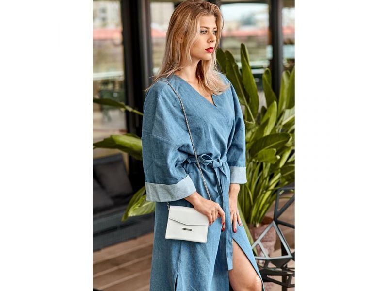 Женская кожаная сумка поясная/кроссбоди Mini белая, фото 6