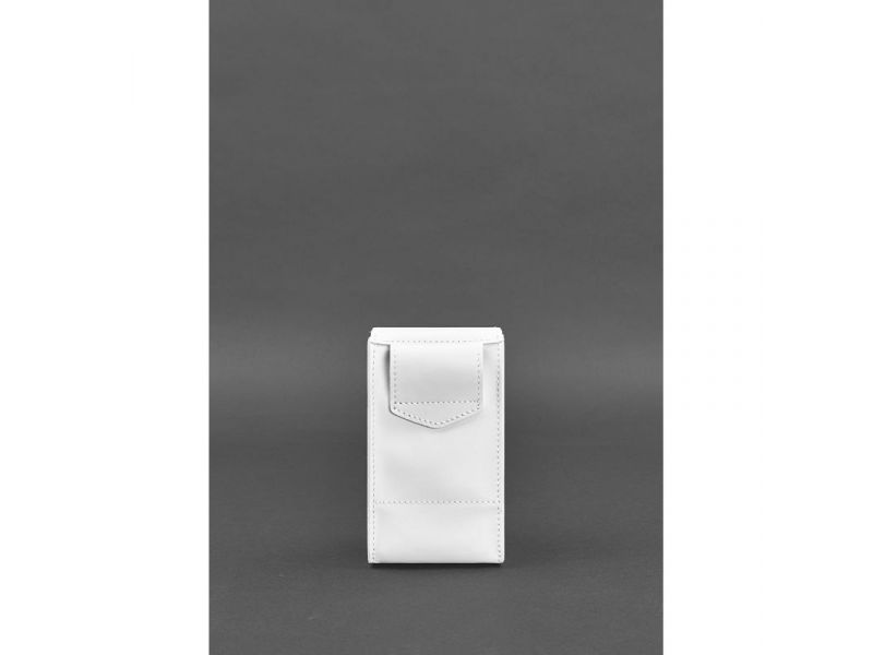 Вертикальная женская кожаная сумка поясная/кроссбоди Mini белая, фото 4