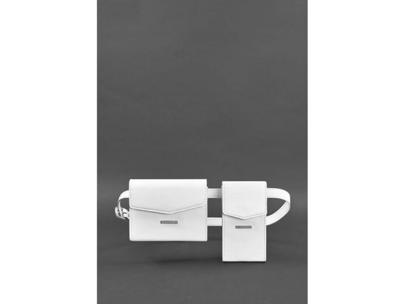 Набор женских белых кожаных сумок Mini поясная/кроссбоди, фото 2
