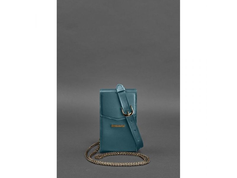 Вертикальная женская кожаная сумка Mini поясная/кроссбоди зеленая, фото 3