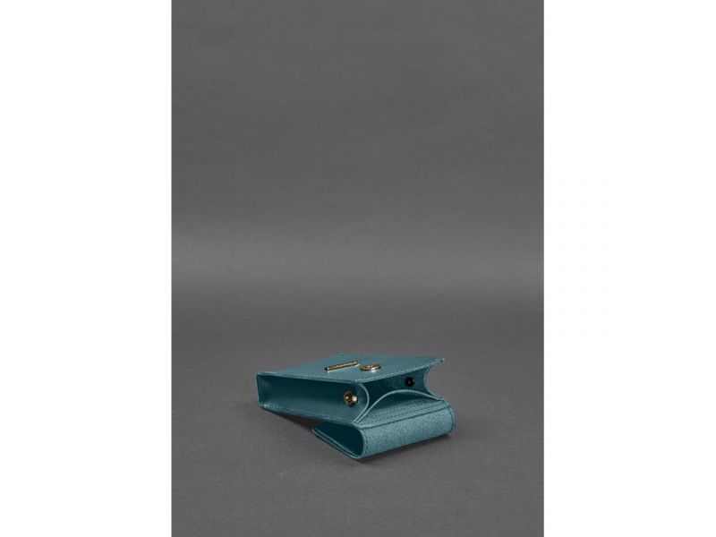 Вертикальная женская кожаная сумка Mini поясная/кроссбоди зеленая, фото 5