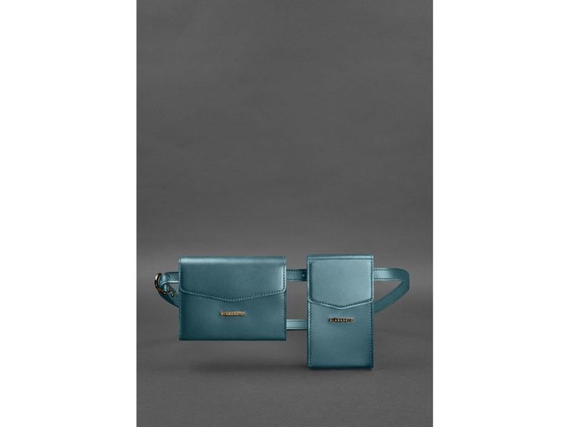 Набор женских зеленых кожаных сумок Mini поясная/кроссбоди, фото 2