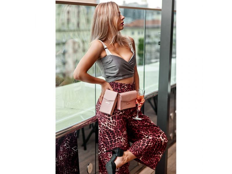 Набор женских розовых кожаных сумок Mini поясная/кроссбоди, фото 1