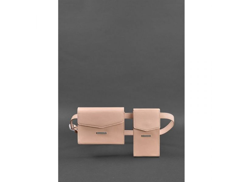 Набор женских розовых кожаных сумок Mini поясная/кроссбоди, фото 2