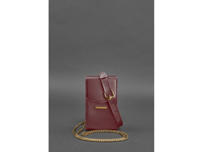 Вертикальная женская кожаная сумка Mini поясная/кроссбоди бордовая, фото 3