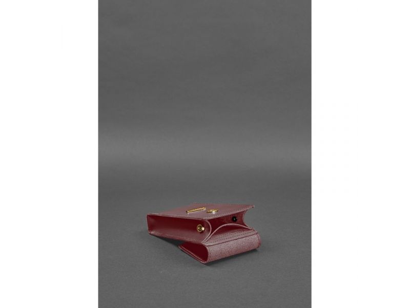 Вертикальная женская кожаная сумка Mini поясная/кроссбоди бордовая, фото 5