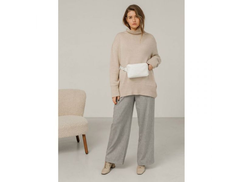 Кожаная женская поясная сумка Dropbag Mini белая, фото 1