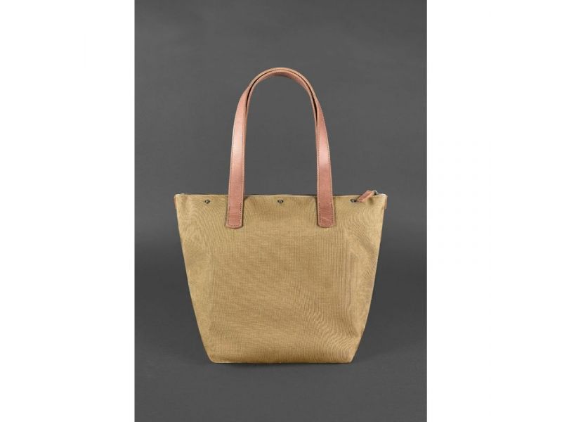 Кожаная плетеная женская сумка Пазл L светло-коричневая Crazy Horse, фото 4