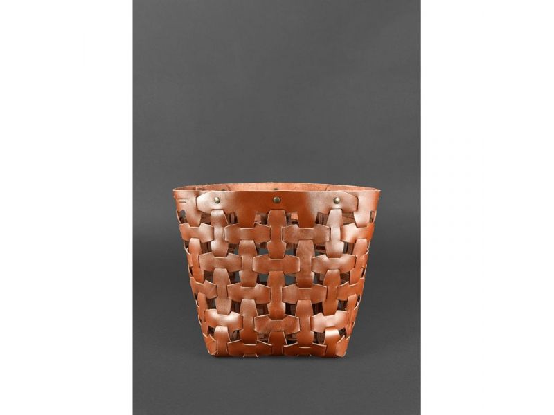 Кожаная плетеная женская сумка Пазл L светло-коричневая Krast, фото 3