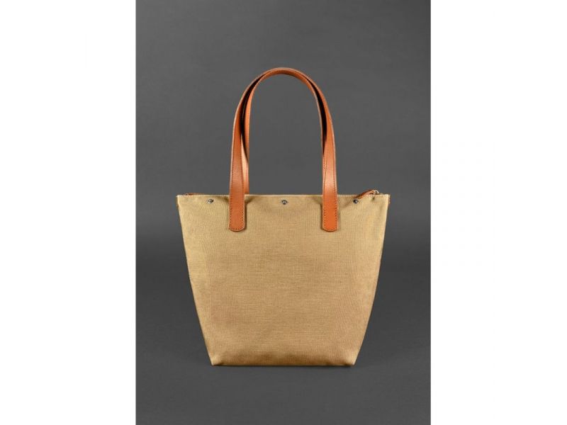 Кожаная плетеная женская сумка Пазл L светло-коричневая Krast, фото 4