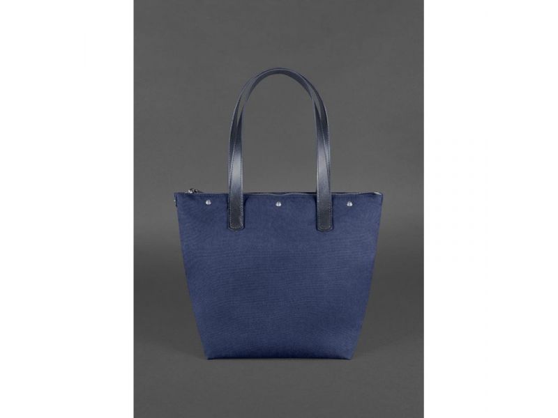 Кожаная плетеная женская сумка Пазл L синяя Crazy Horse, фото 4