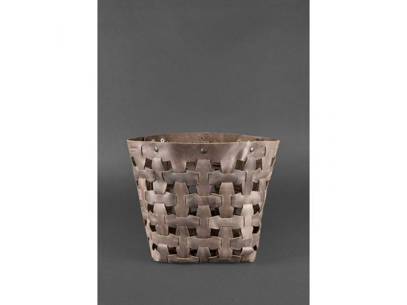 Кожаная плетеная женская сумка Пазл L темно-коричневый Crazy Horse, фото 3