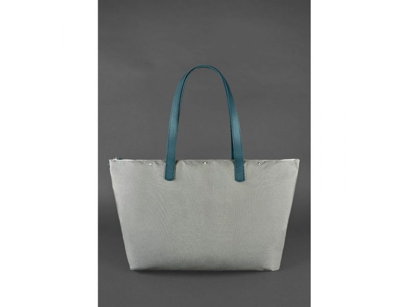 Кожаная плетеная женская сумка Пазл Xl зеленая Krast, фото 4