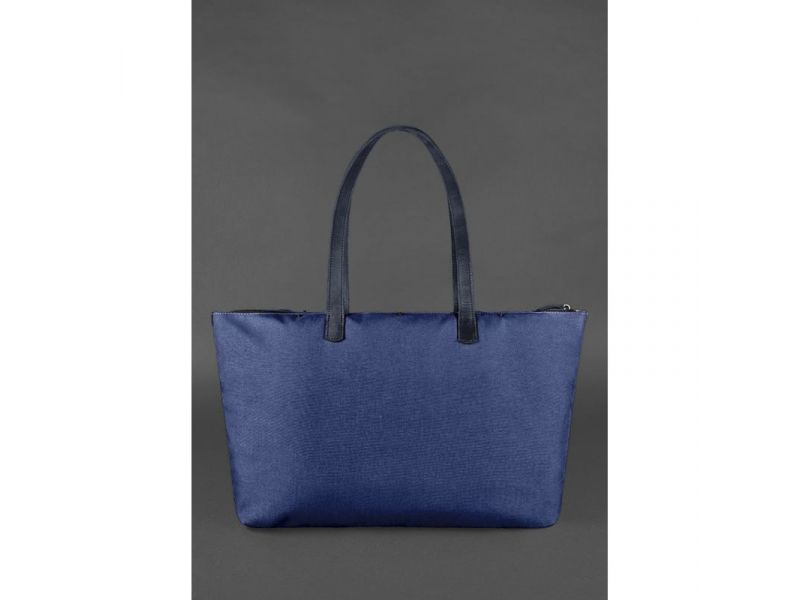 Кожаная плетеная женская сумка Пазл Xl синяя Crazy Horse, фото 4