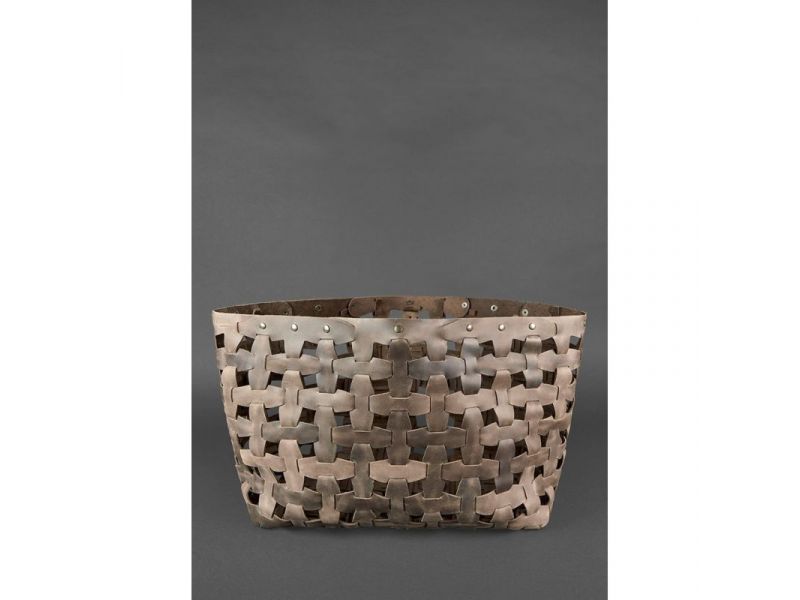 Кожаная плетеная женская сумка Пазл Xl темно-коричневый Crazy Horse, фото 3