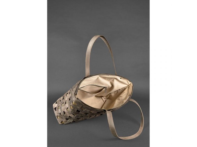 Кожаная плетеная женская сумка Пазл Xl темно-коричневый Crazy Horse, фото 6