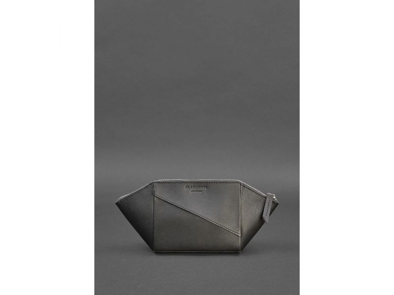 Женская черная кожаная косметичка 2.0 Краст, фото 1