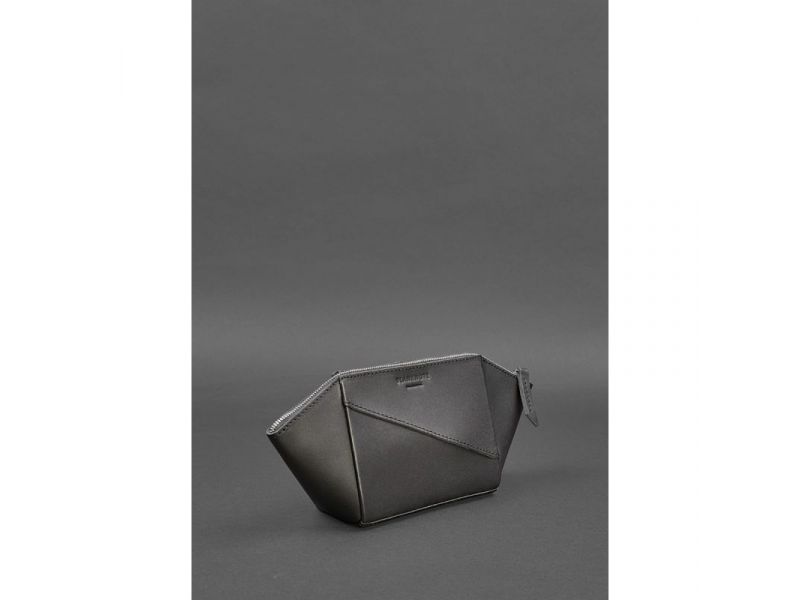 Женская черная кожаная косметичка 2.0 Краст, фото 2