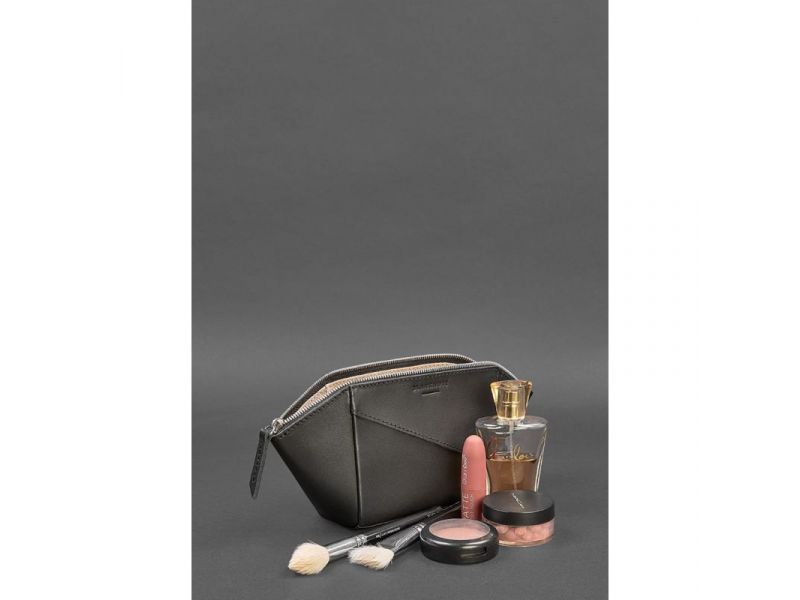 Женская черная кожаная косметичка 2.0 Краст, фото 3