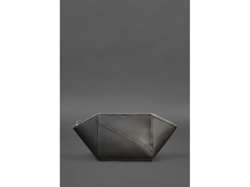 Женская черная кожаная косметичка 2.0 Краст, фото 4