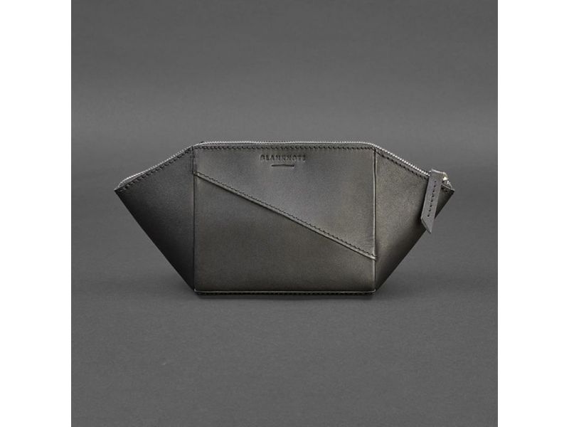 Женская черная кожаная косметичка 2.0 Краст, фото 6