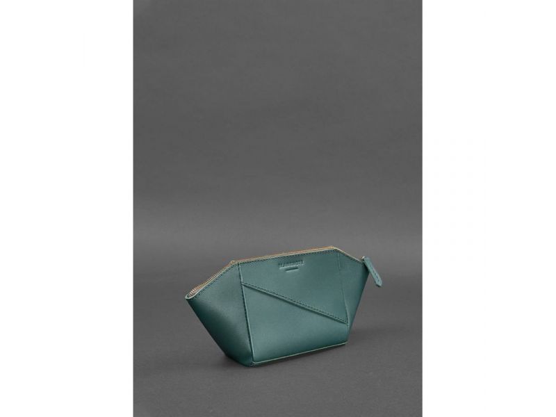 Женская кожаная косметичка 2.0 Краст зеленая, фото 2