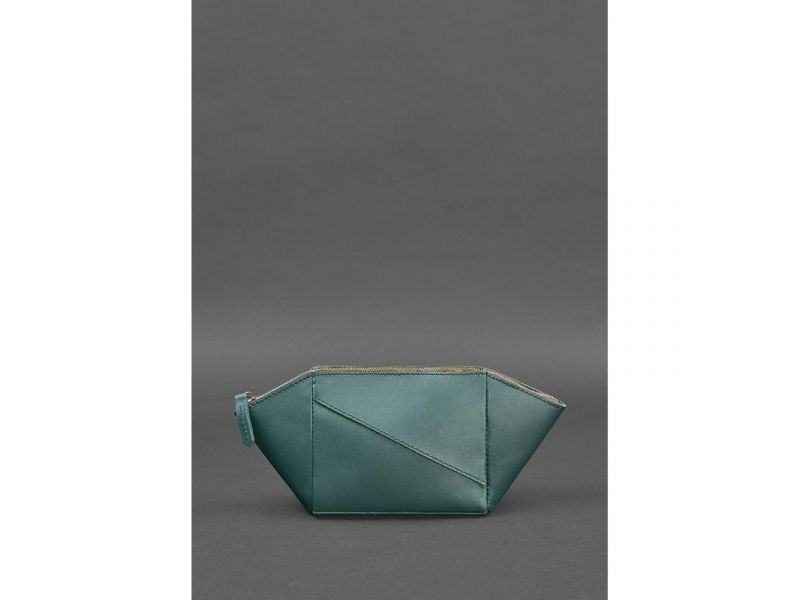 Женская кожаная косметичка 2.0 Краст зеленая, фото 4