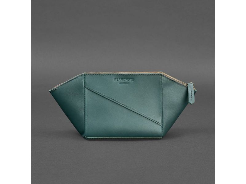 Женская кожаная косметичка 2.0 Краст зеленая, фото 6