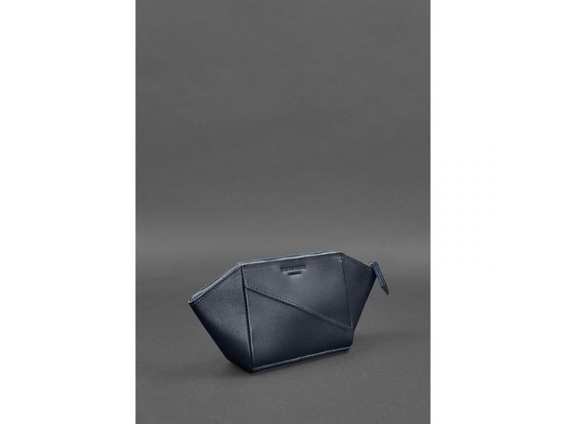 Женская кожаная косметичка 2.0 Краст темно-синяя, фото 2
