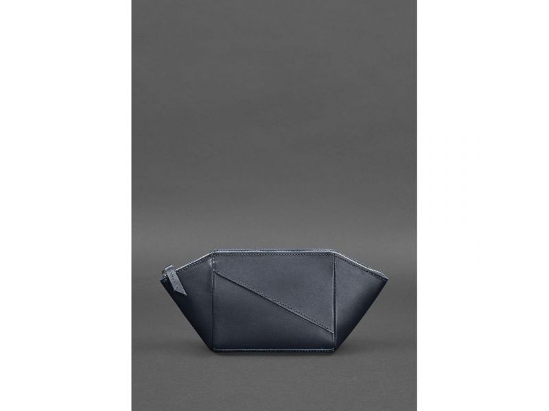 Женская кожаная косметичка 2.0 Краст темно-синяя, фото 4