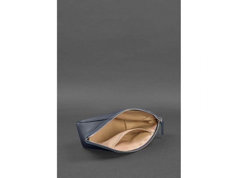 Женская кожаная косметичка 2.0 Краст темно-синяя, фото 5