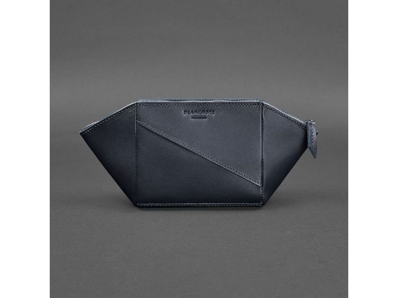 Женская кожаная косметичка 2.0 Краст темно-синяя, фото 6